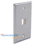 Stainless steel 1-port network faceplate with mounting holes for structured cabling installations