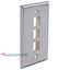 Wavenet stainless steel faceplate with three rectangular port openings and mounting screw holes