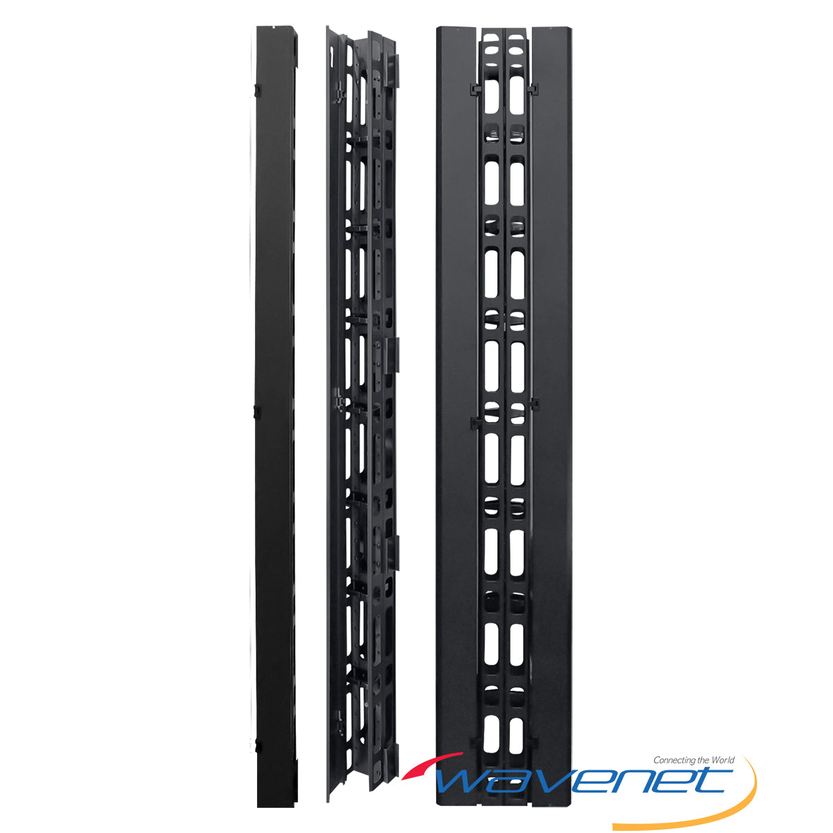 Wavenet VCNB 74 vertical double-sided metal cable manager with slot openings for organized rack cable routing