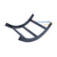 Black universal radius bend ladder cable management tray with curved supports and horizontal rungs