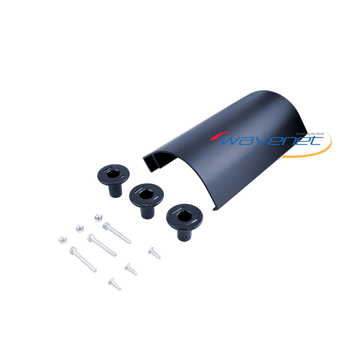 WL-RASD-BK1 cable radius drop kit with black conduit, three grommets, and mounting hardware