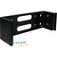 Wavenet 4U wall mount hinged bracket in black steel with dual cable management slots and mounting hardware