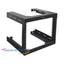 Wavenet WMR 8U open frame wall rack with black steel construction, featuring two horizontal shelves and vertical mounting ra…