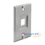 Stainless steel 1-port telephone wall plate with recessed outlet and mounting holes