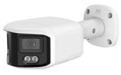 White 8MP 180-degree panoramic bullet network camera with dual LED lights and wall mount bracket