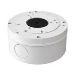 White VT-TJB08 junction box with circular mounting plate and cable management holes for Transcendent cameras Main image
