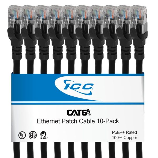 ICC Cat6A FTP Patch Cable  10 Pack - 10ft - Black Main image