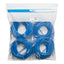 Four blue Cat6 patch cords with clear boots coiled in clear plastic bag, 7ft networking cables for structured cabling