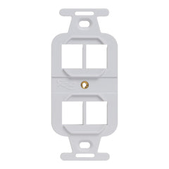 Ivory 4-port electrical insert for structured cabling with dual outlet slots and mounting hardware Main image