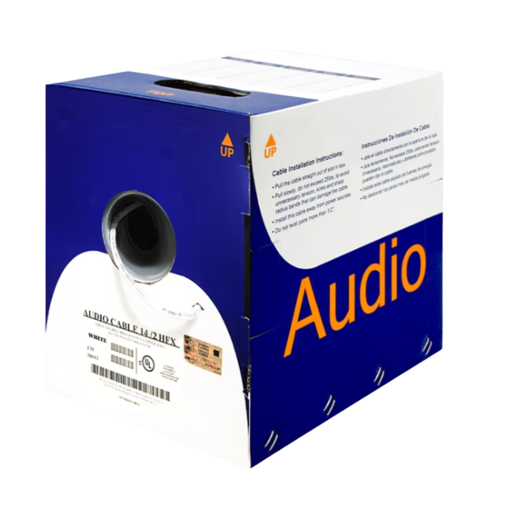 #14/2, 65 Strand OFC (CM) UV Rated Glossy Audio Cable 500ft Box - White Main image