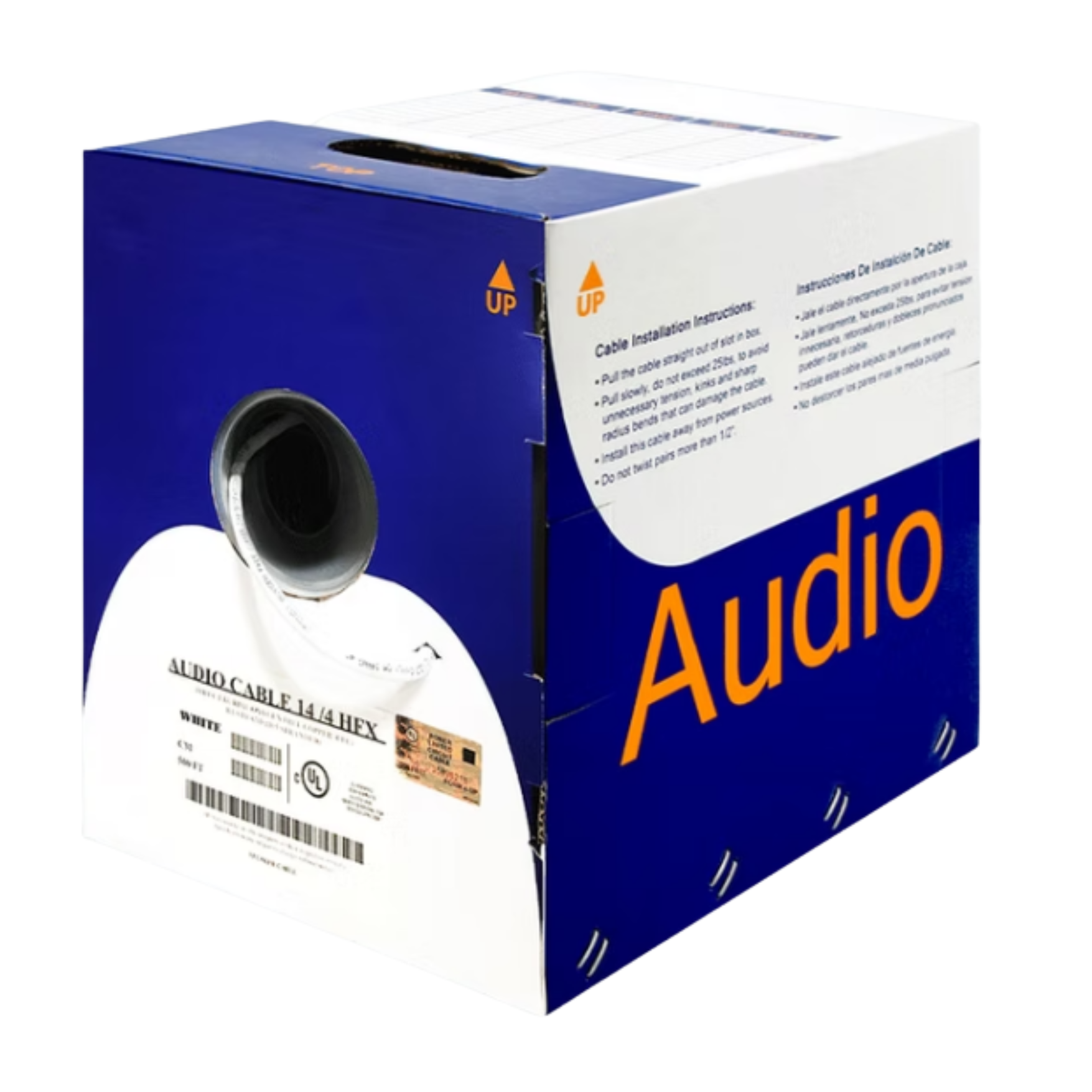 #14/4, 65 Strand OFC (CM) UV Rated Glossy Audio Cable 500ft Box - White Main image