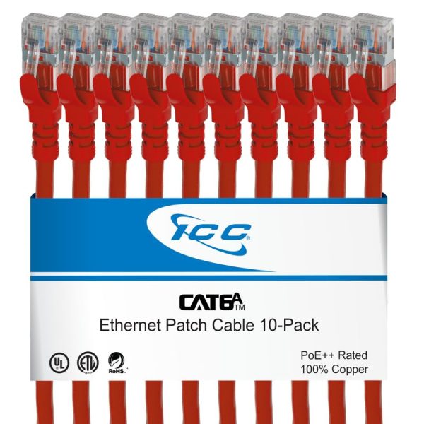ICC Cat6A FTP Patch Cable  10 Pack - 1ft - Red Main image