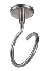 Chrome magnetic bridle ring with curved hook design and ceiling mounting plate, 90 lbs capacity