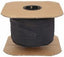RipWrap Spool cable management solution with tan cardboard top and base, black fabric spool for organizing network cabling
