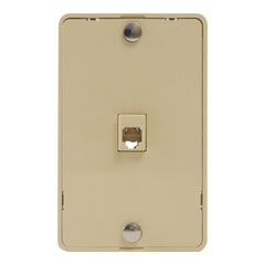 Ivory single gang telephone wall plate with 6P6C connector jack and mounting holes Main image