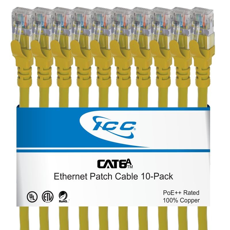 ICC Cat6A FTP Patch Cable  10 Pack- 5ft - Yellow