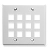 ICC IC107F12WH White Double Gang 12 Port Keystone Wall Plate
