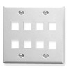 ICC IC107FD8WH White Double Gang 8 Port Keystone Wall Plate